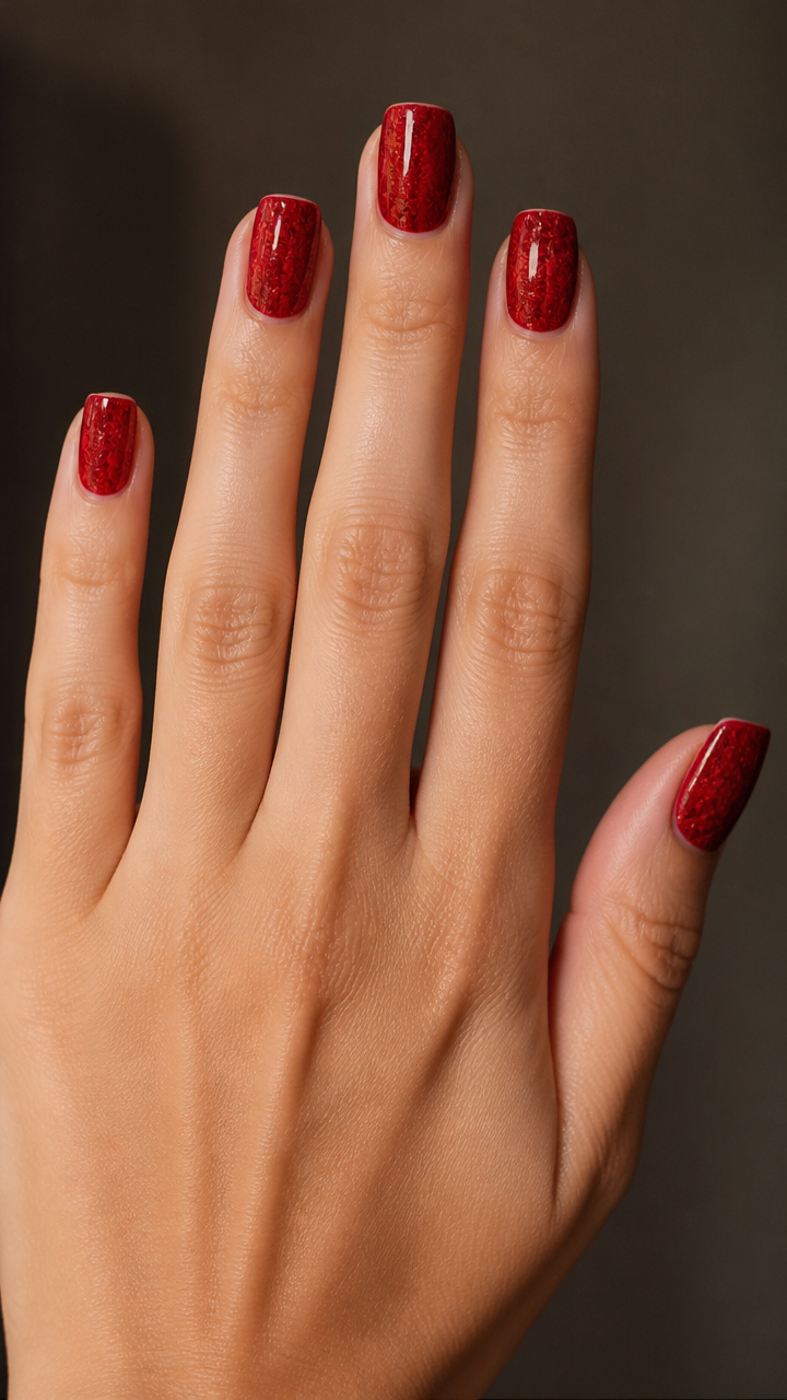 Velvet Red Press-Ons with Lace Imprint