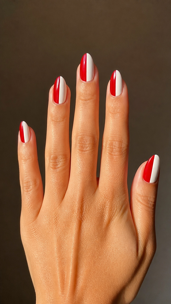 Two-Tone Love: Half Red, Half White Almond