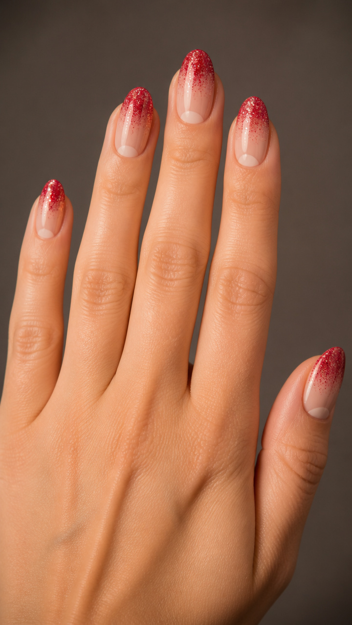 Glitter Ombré Half-Moon Manicure