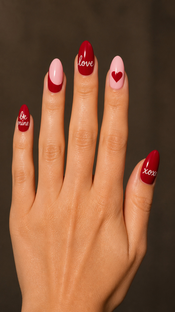 Two-Tone Love Note Nails