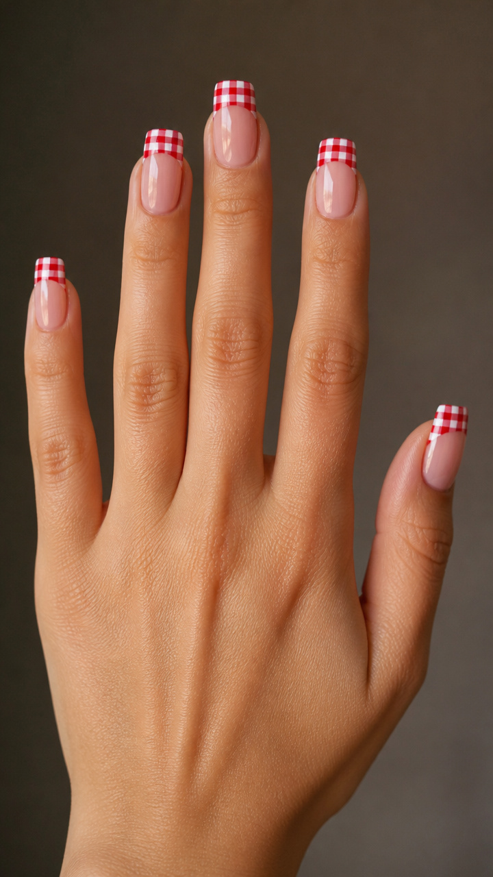Red & White Gingham Check Tips