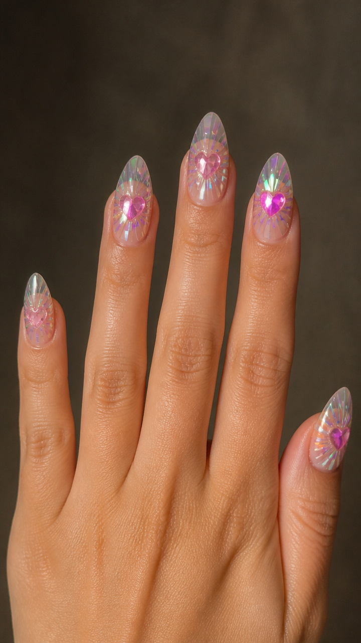 Holographic Heart Burst Design