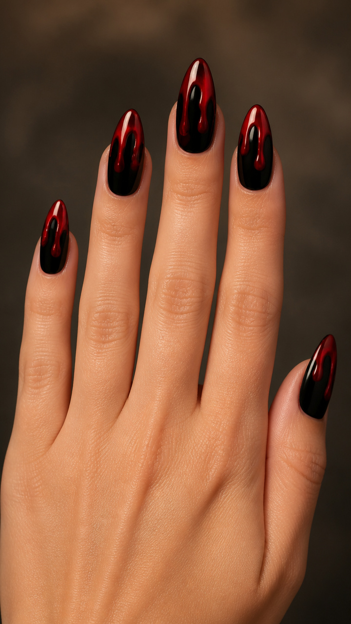 Black Base with Red Drip Accents