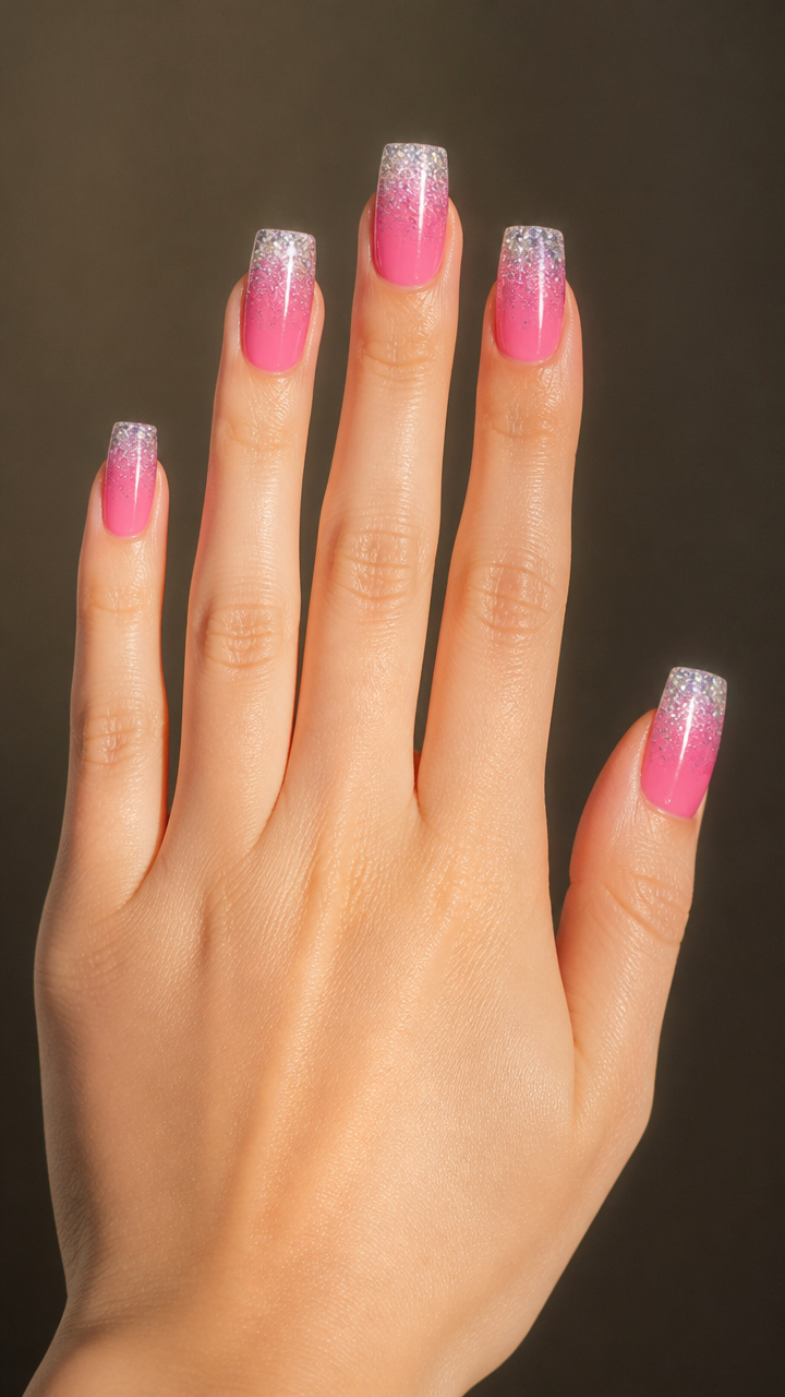 Candy Pink Ombré with Glitter Gradient