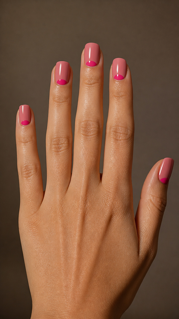 Two-Tone Pink Half-Moon Design