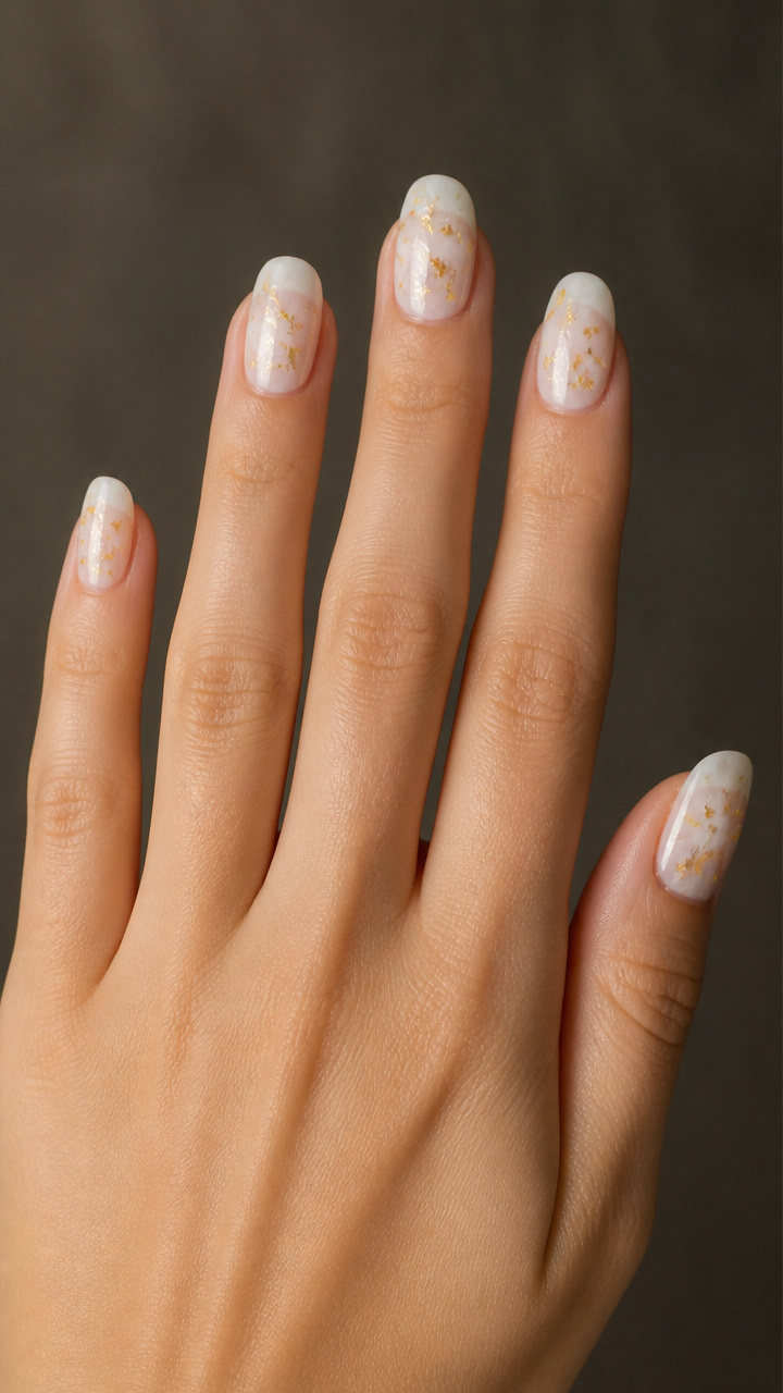 Milky White with Gold Leaf Flecks