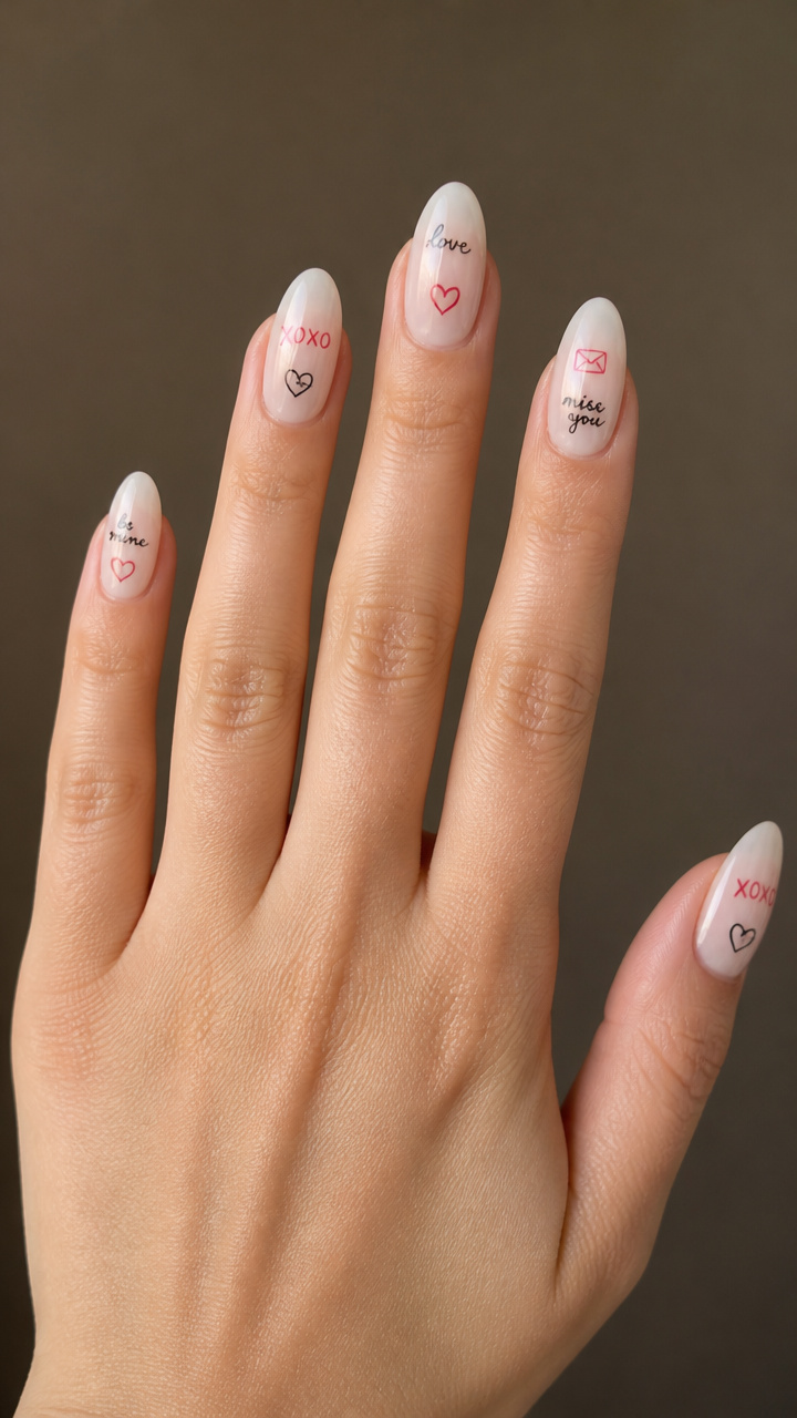 Milky White Base with Floating Love Notes
