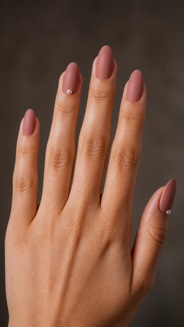 Dusty Rose with Matte Top and Pearl Accent