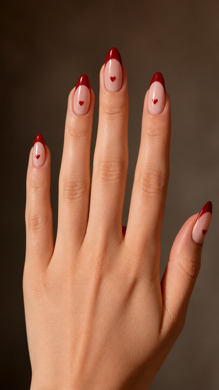 Crimson Almond Tips with Micro Hearts