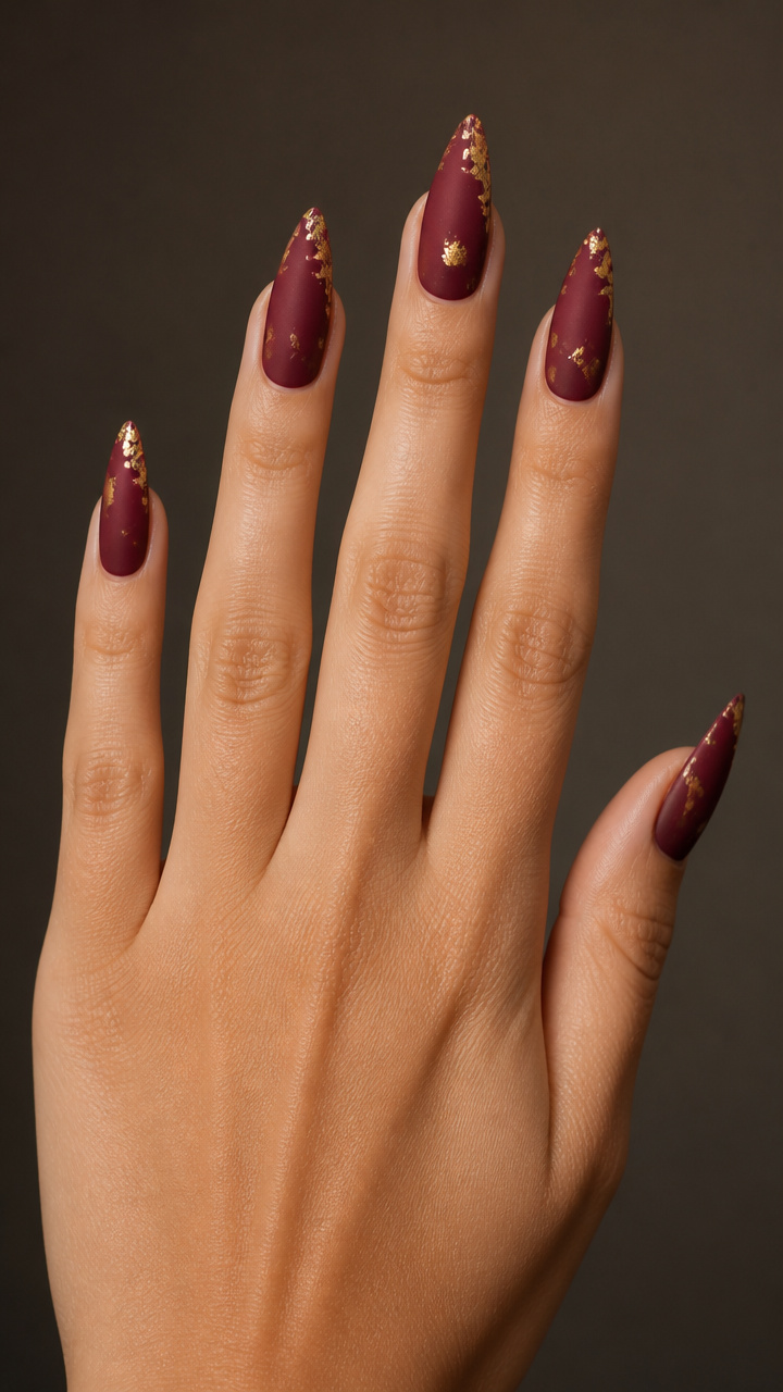 Deep Wine Matte with Gold Leaf Flecks
