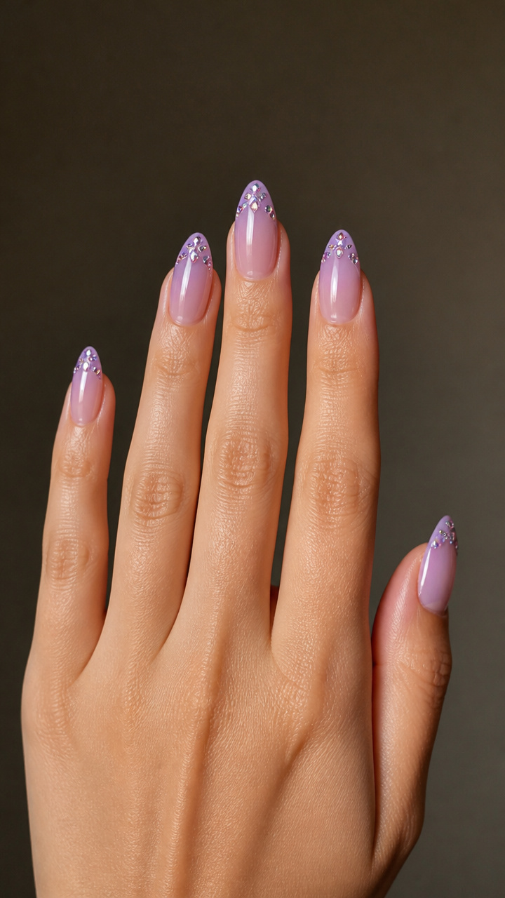 Sheer Lavender with Rhinestone Kisses