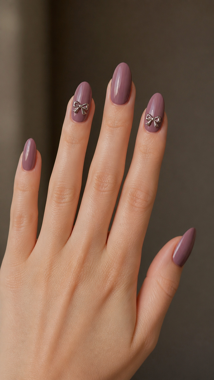 Dusty Mauve with Tiny Bow Charms