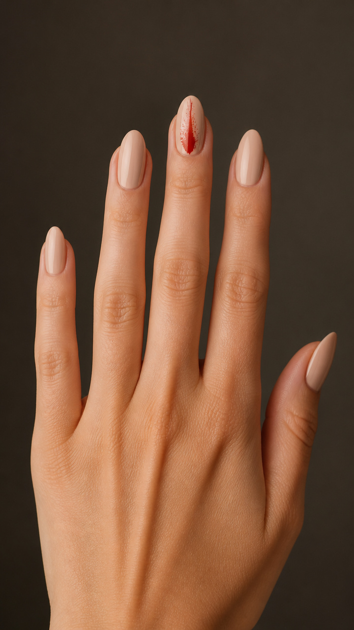 Nude Beige with Single Red Splatter