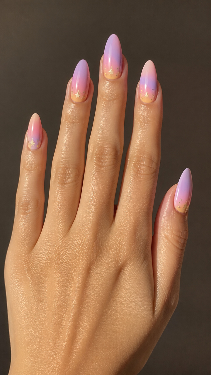 Pastel Rainbow Ombre with Tiny Stars