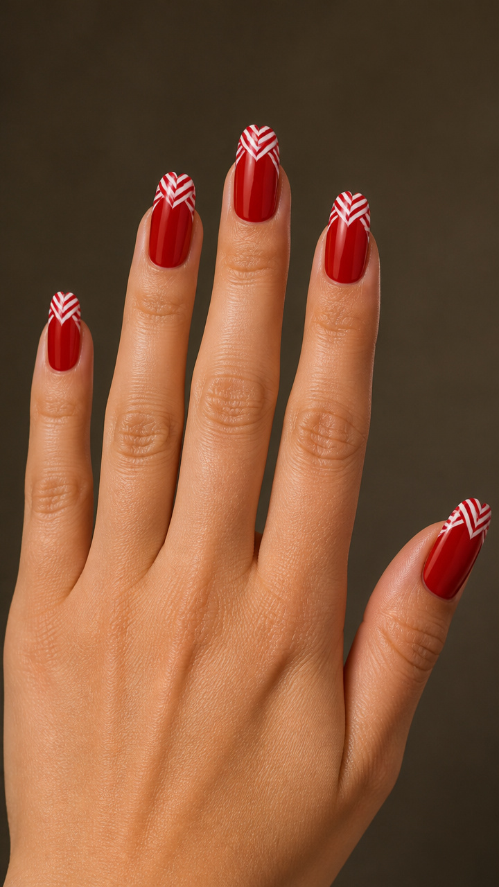 Red and White Candy Cane Heart Tips