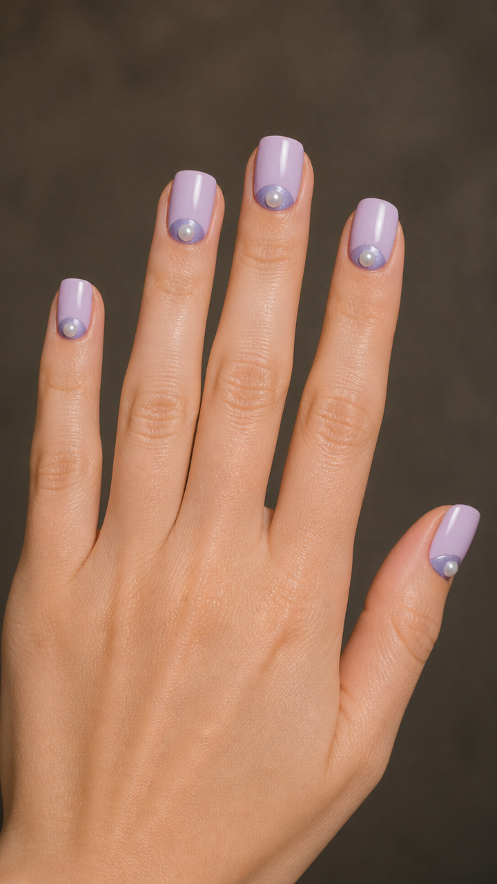 Soft Lavender Half-Moons with Pearl Centers