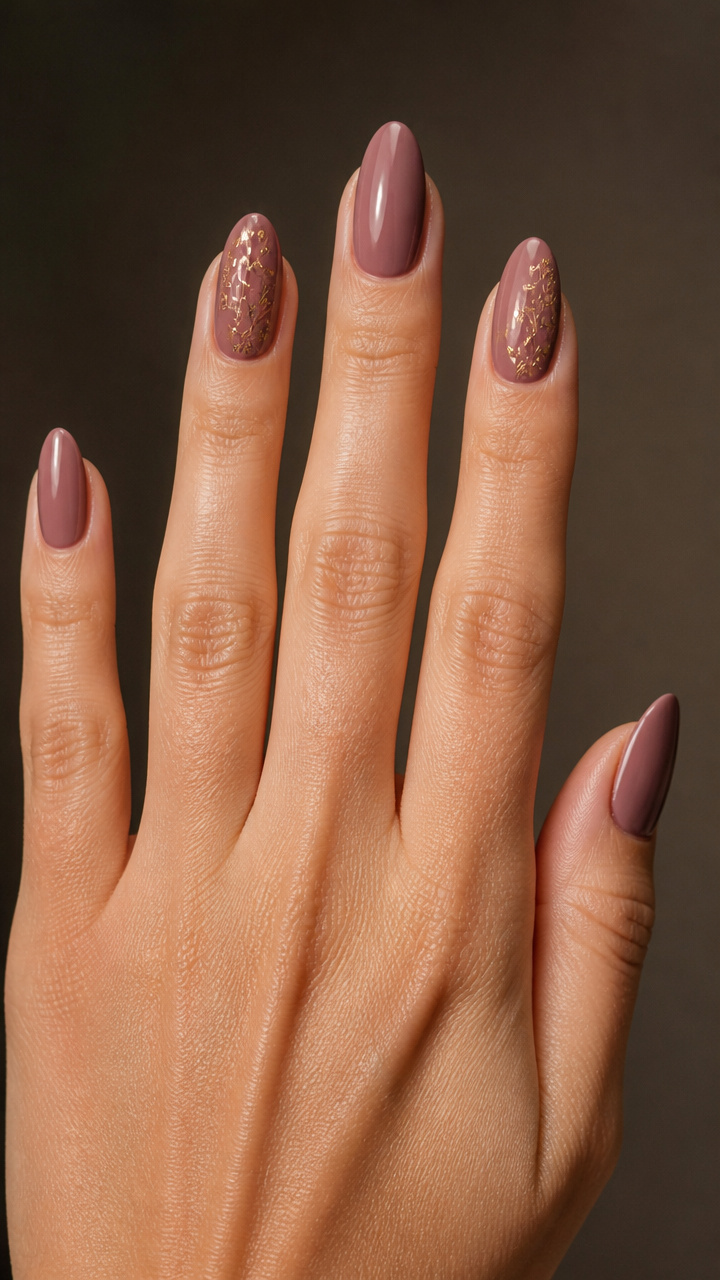 Dusty Mauve with Gold Micro-Florals
