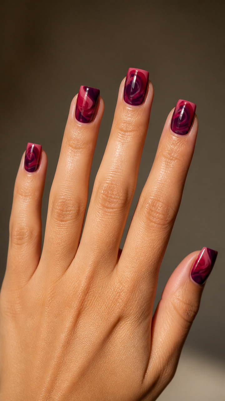 Two-Tone Berry Swirls on Square Tips
