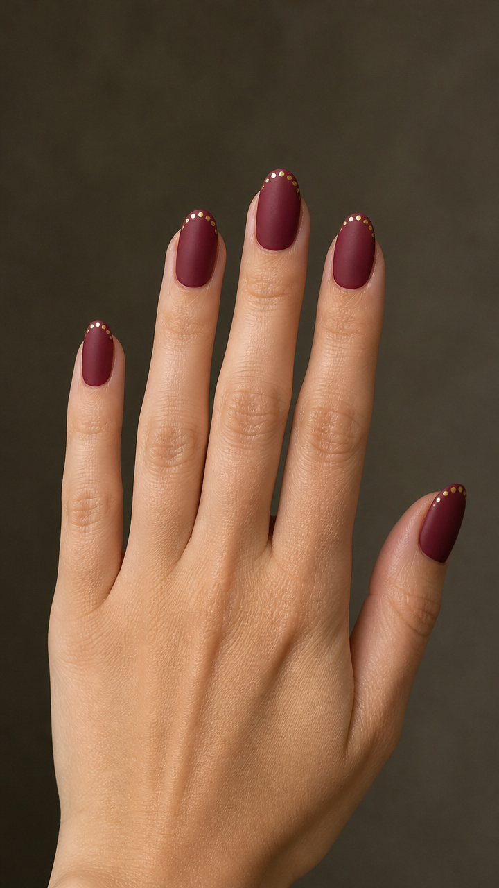 Burgundy Matte Finish with Gold Dot Border