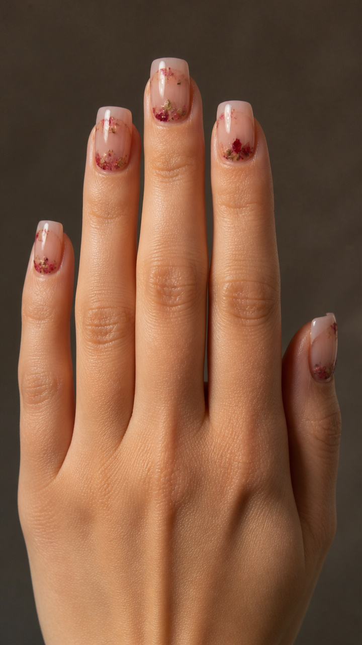 Clear Gloss with Pressed Rose Petals