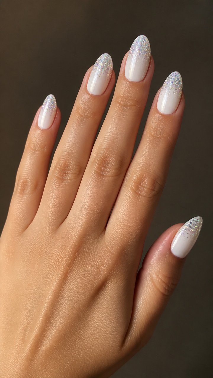 Glitter Gradient Over White Base
