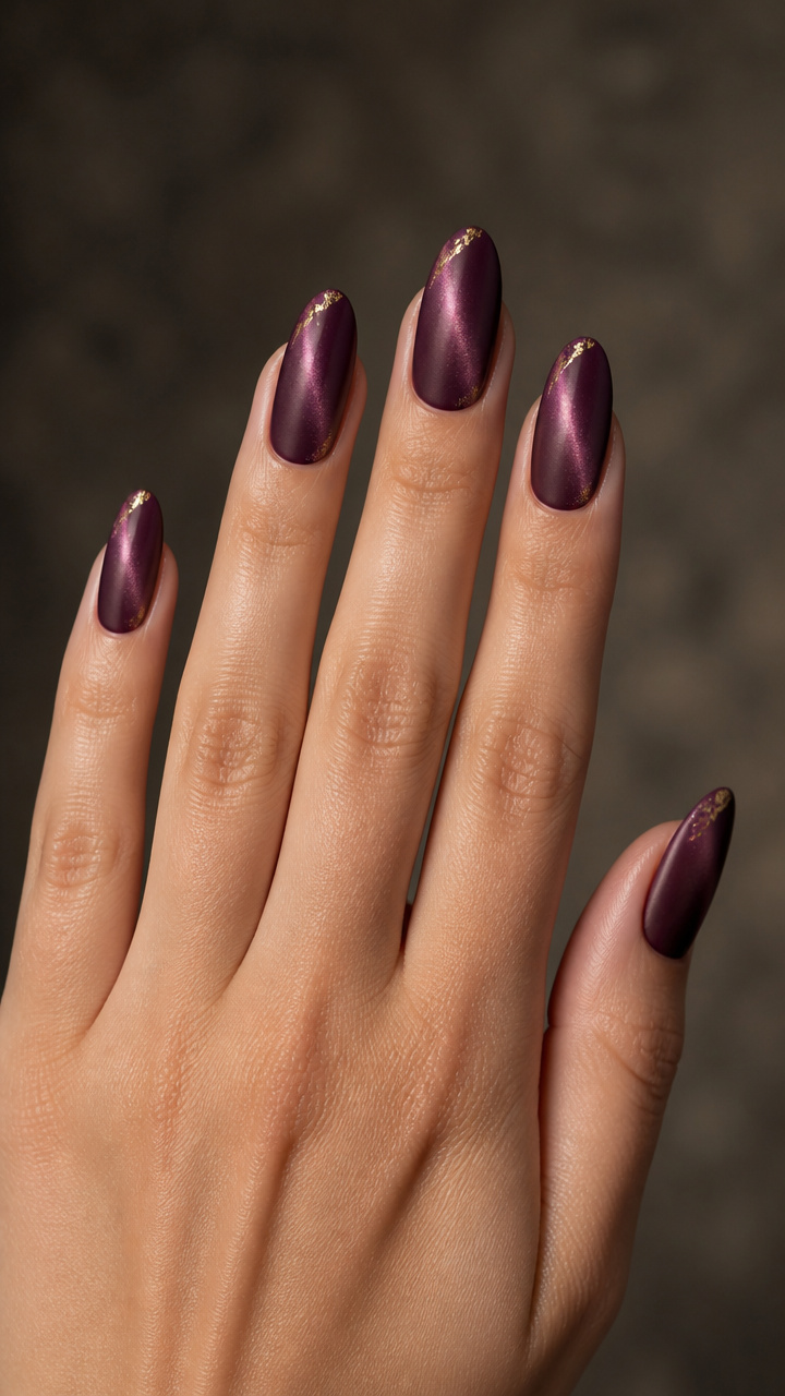 Deep Plum Velvet Cat Eye with Matte Finish