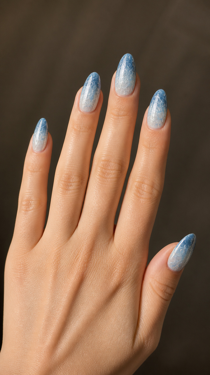 Glacial Blue Ombre with Clear Cat Eye Overlap