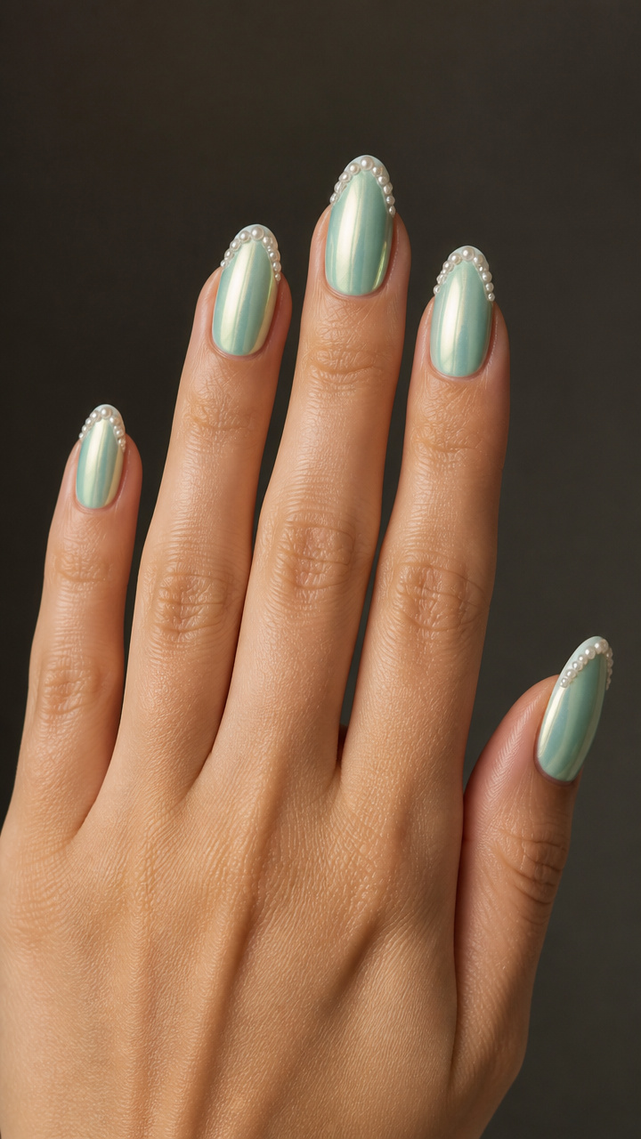 Mint Chrome with Pearl Border Tips