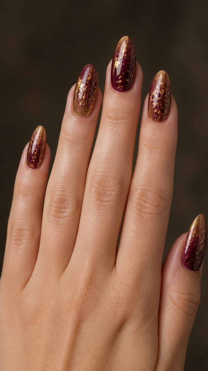 Deep Plum Chrome Ombré with Gold Flecks