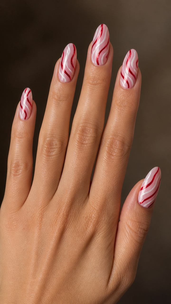 Peppermint Chrome Swirls on Frosted Pink