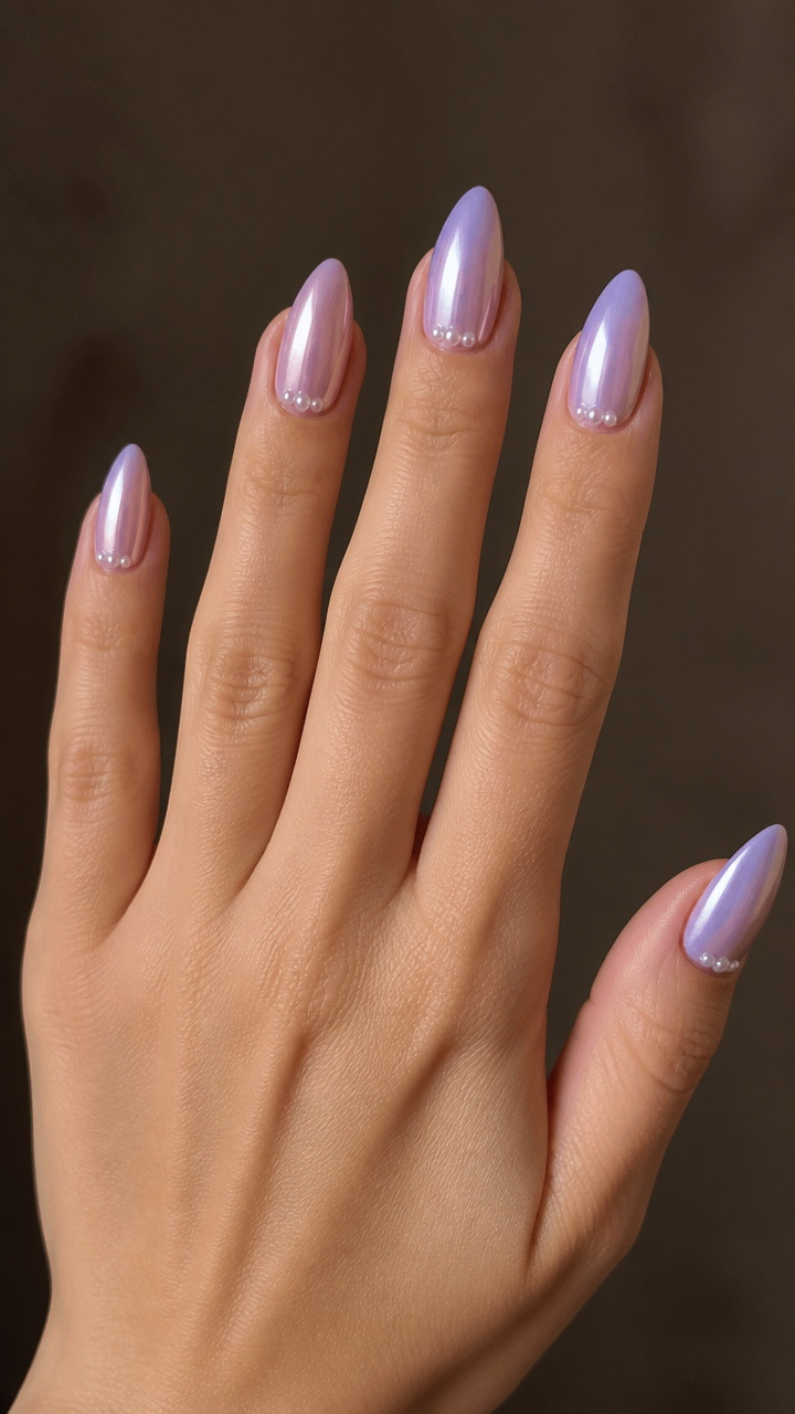 Pale Lavender Chrome with Pearl Dots