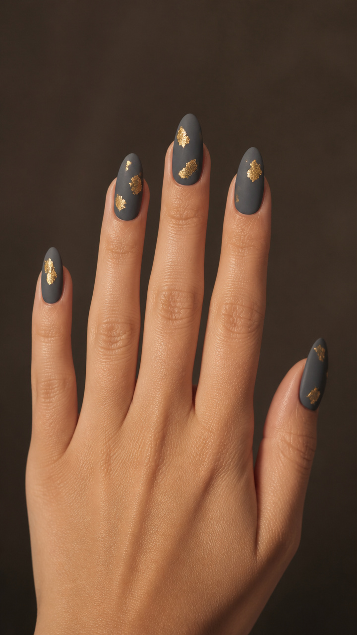 Charcoal Gray with Gold Leaf Accents