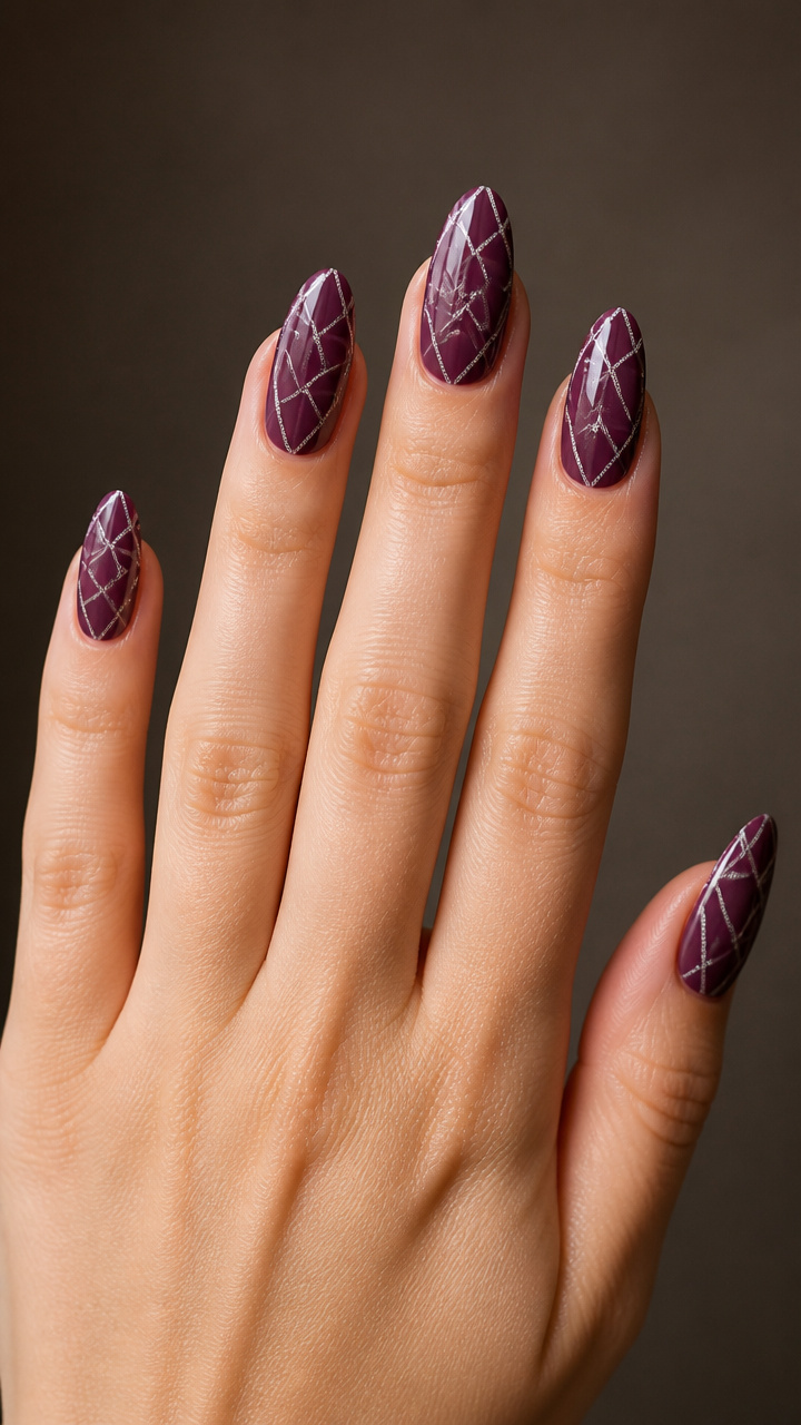 Plum Purple with Frosted Geometric Lines