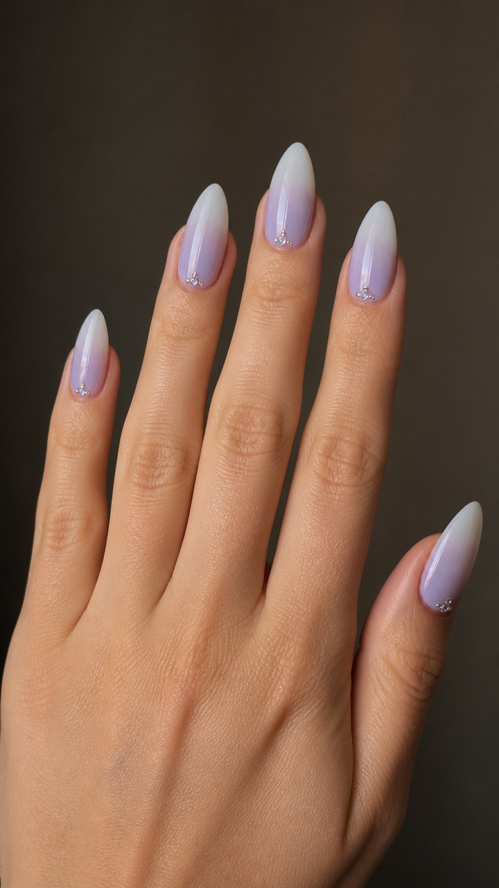 Icy Lavender Ombré with Micro Rhinestones