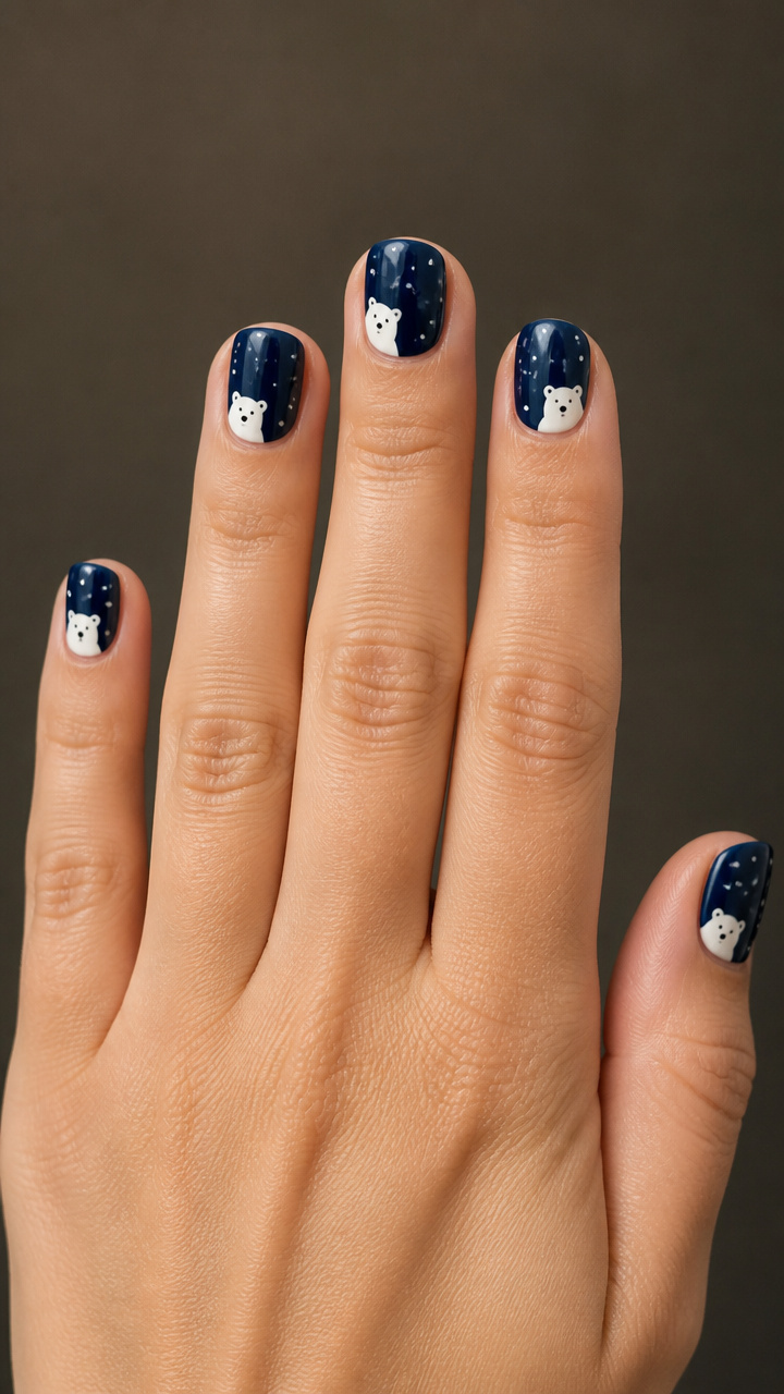 Navy Blue With Mini Polar Bear Decals
