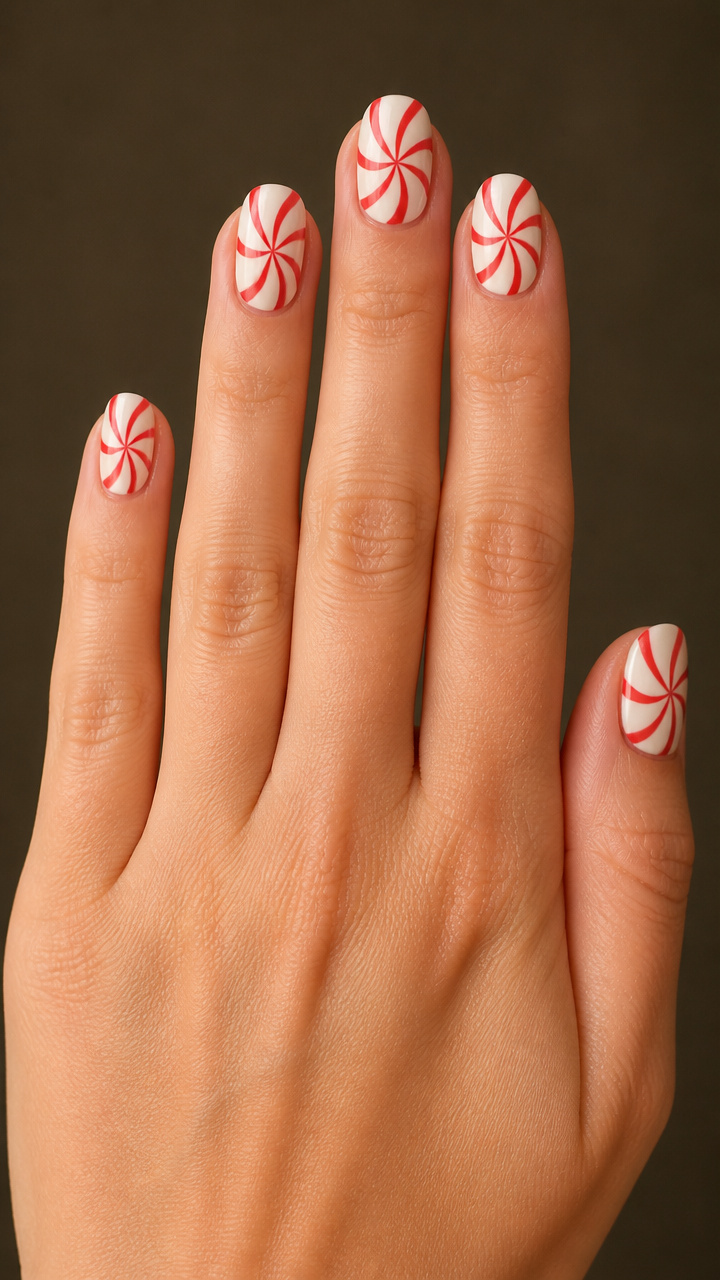 Peppermint Swirls on Creamy White