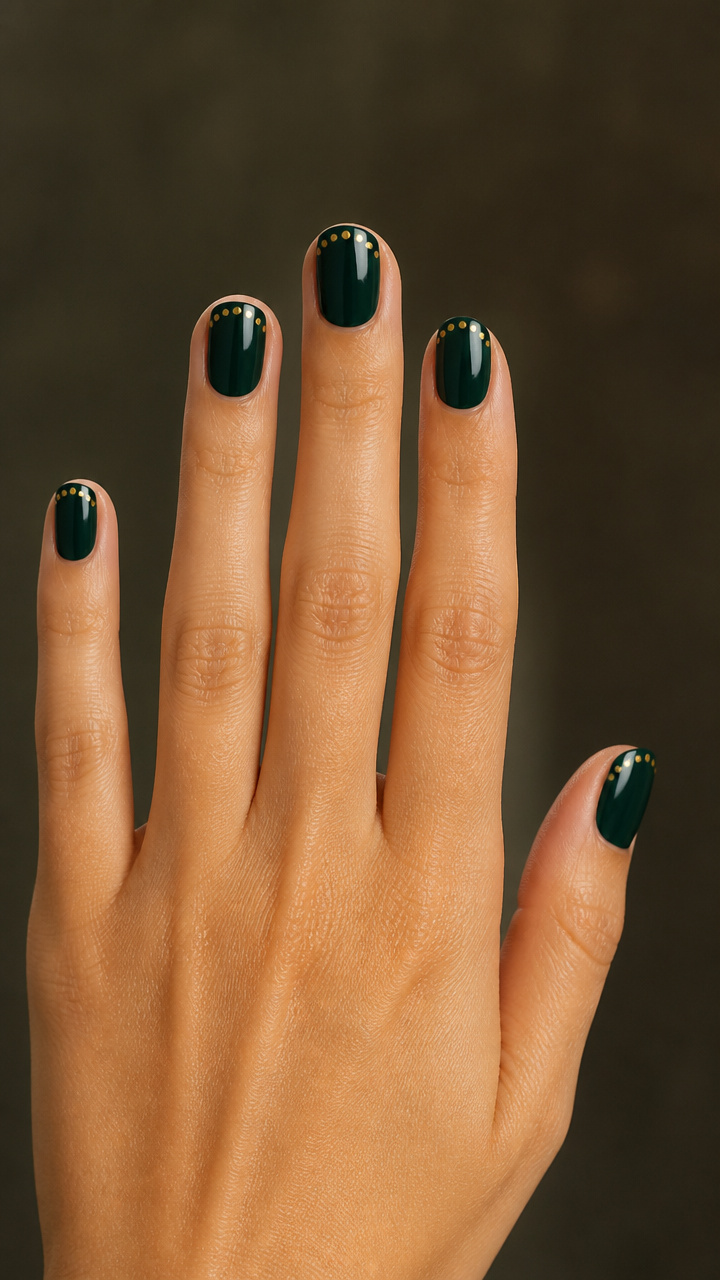 Evergreen Green With Gold Dot Border