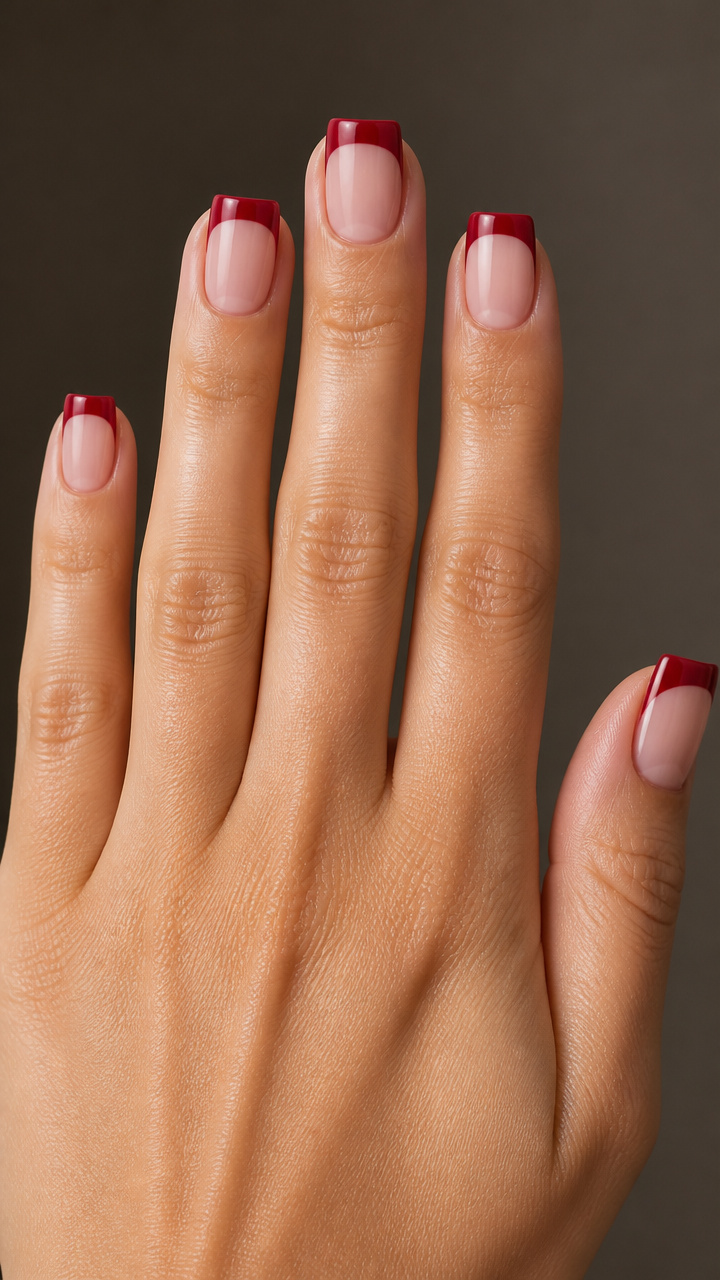 Red Velvet Tips with Glossy Finish