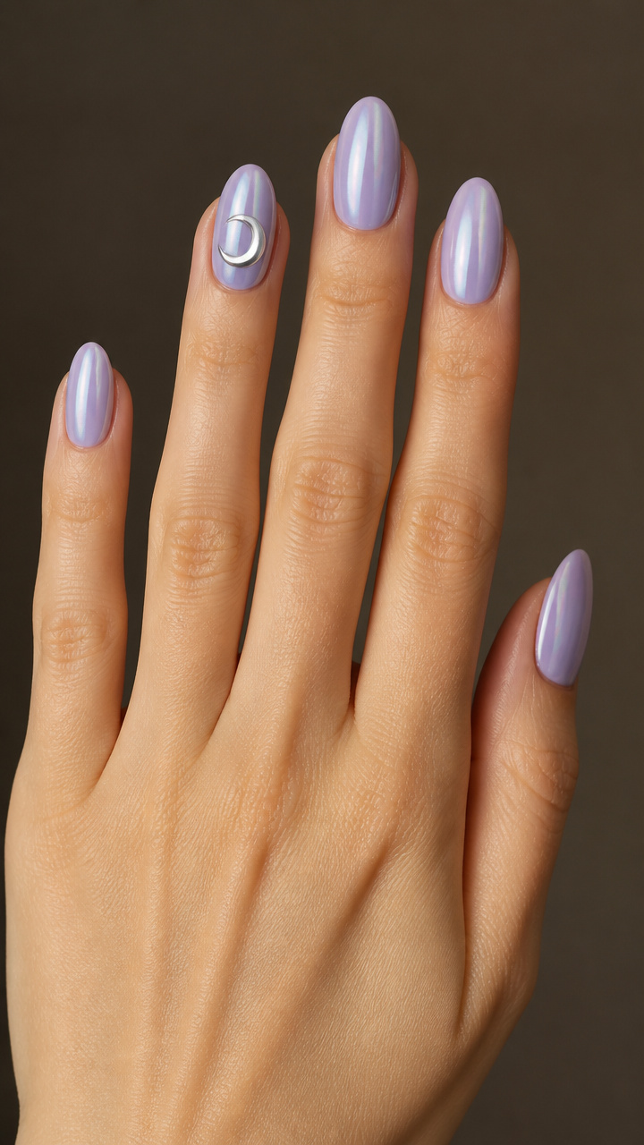 Icy Lavender With Chrome Moon Accents