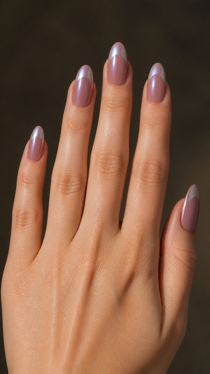 Frosted Mauve with Iridescent Chrome Tips