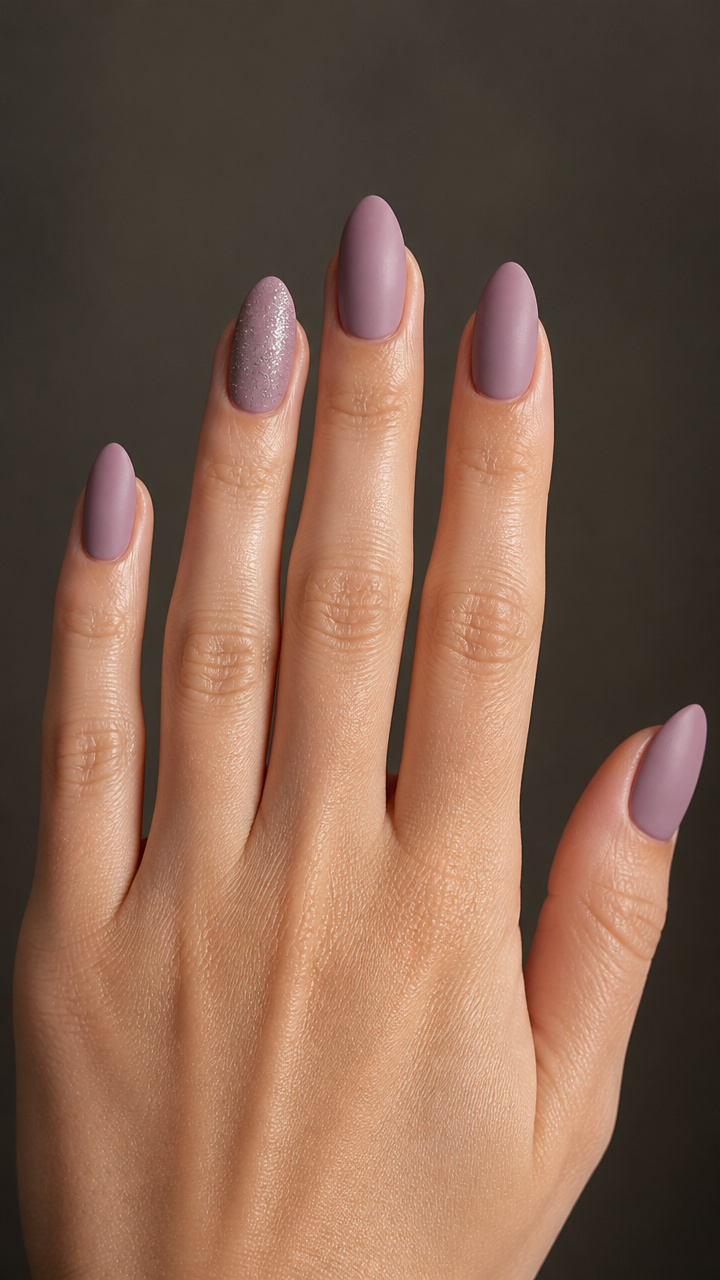 Frosted Mauve with Micro Glitter Accents