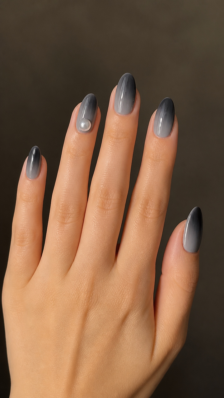 Charcoal Gray Ombré with Pearl Detail