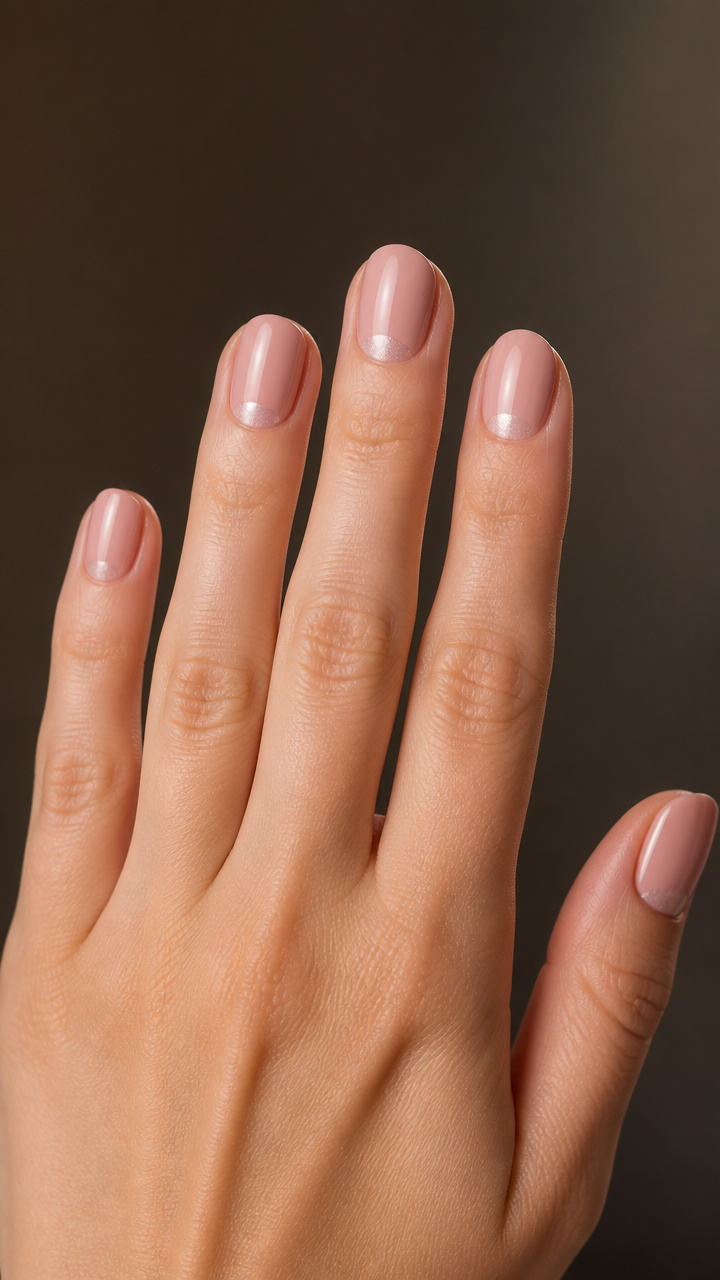 Rose Quartz Half-Moon Manicure