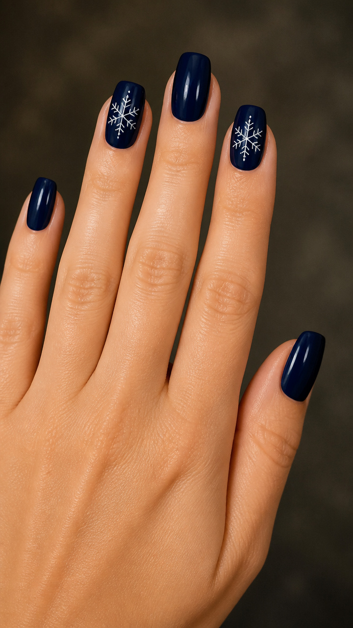 Navy Blue with Minimalist Snowflake Etching