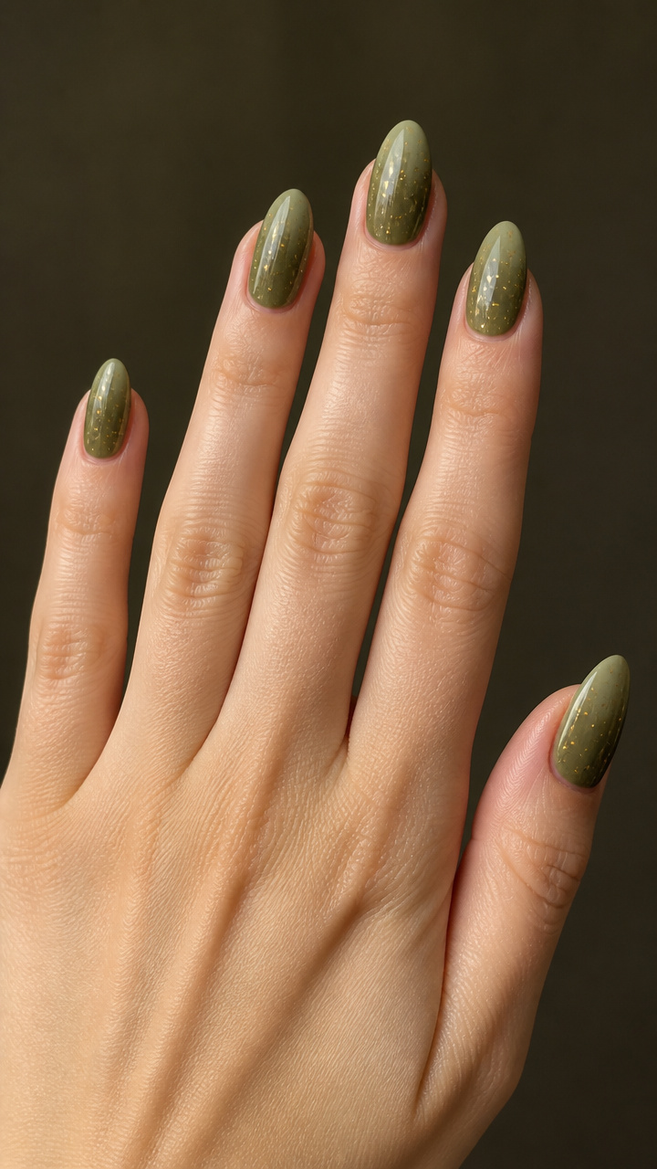 Moss Green Ombré with Gold Flecks