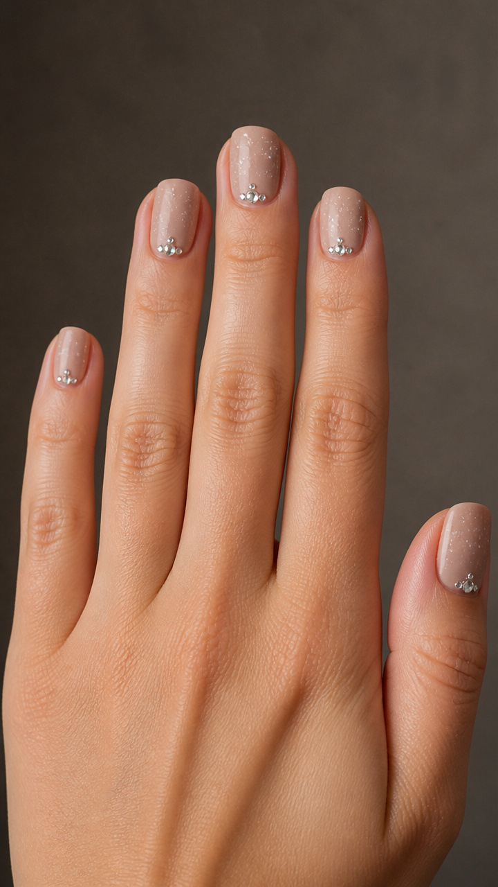Snow-Dusted Nude with Tiny Rhinestone Clusters