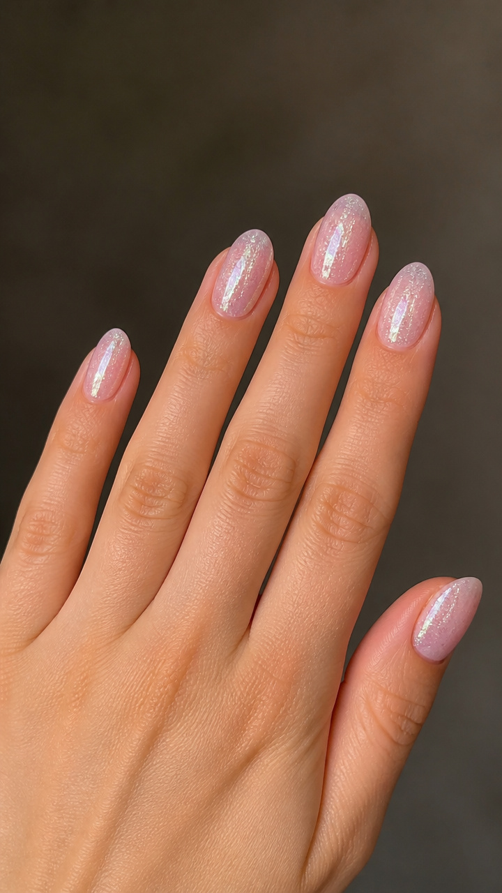 Peppermint Shimmer on Sheer Pink Base