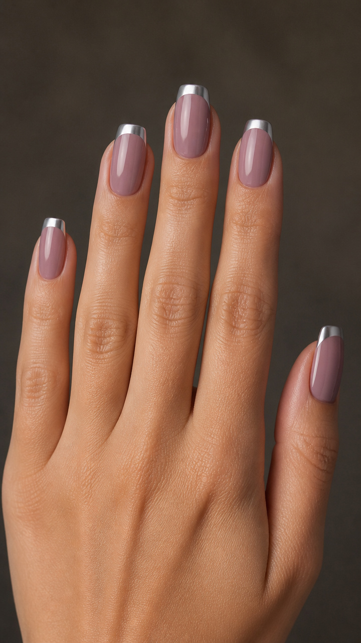 Frosted Mauve with Icy Chrome Tips