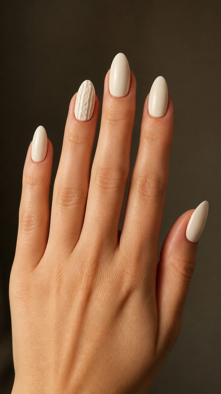 White Cable-Knit Texture Accent
