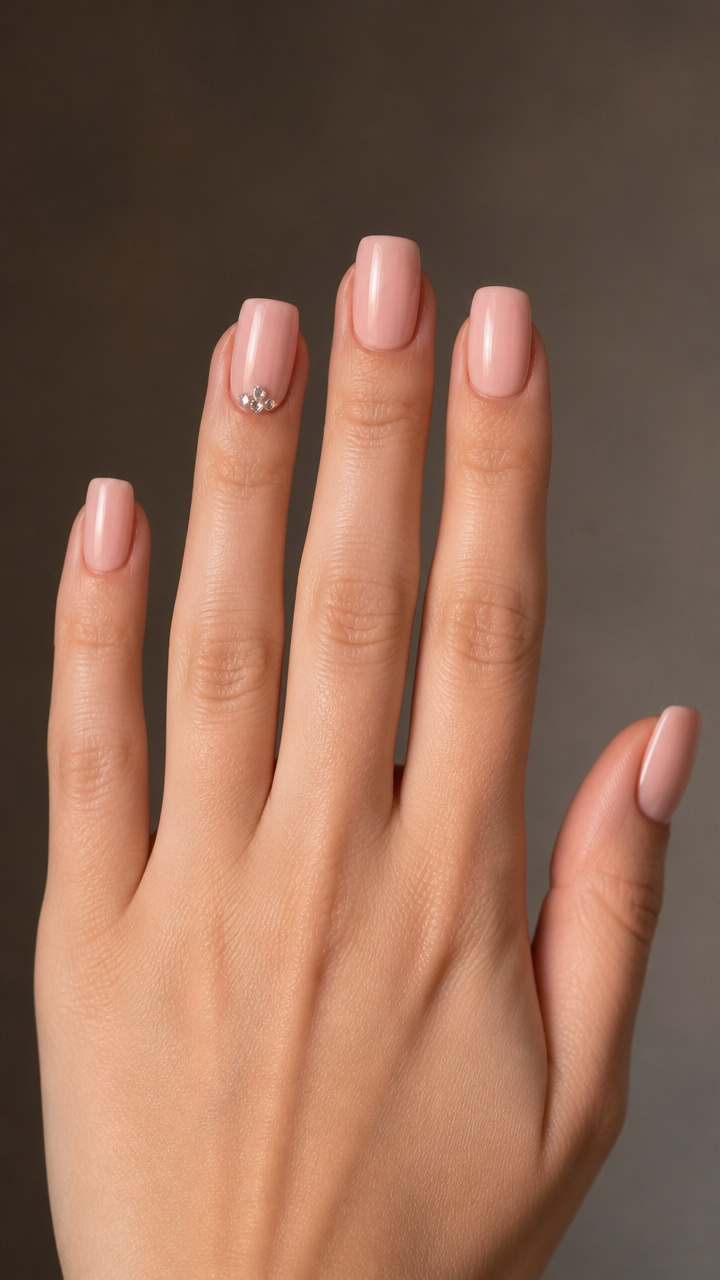 Blush Pink with Tiny Rhinestone Cluster